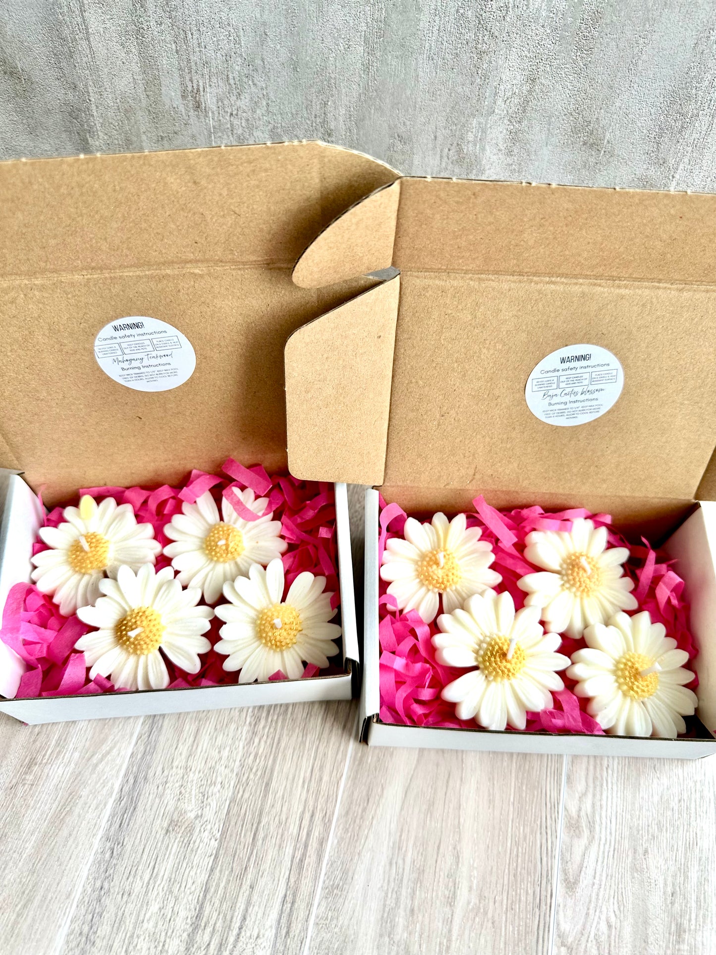 Handmade Soy Floating Daisy Flower Candle – Set of 4