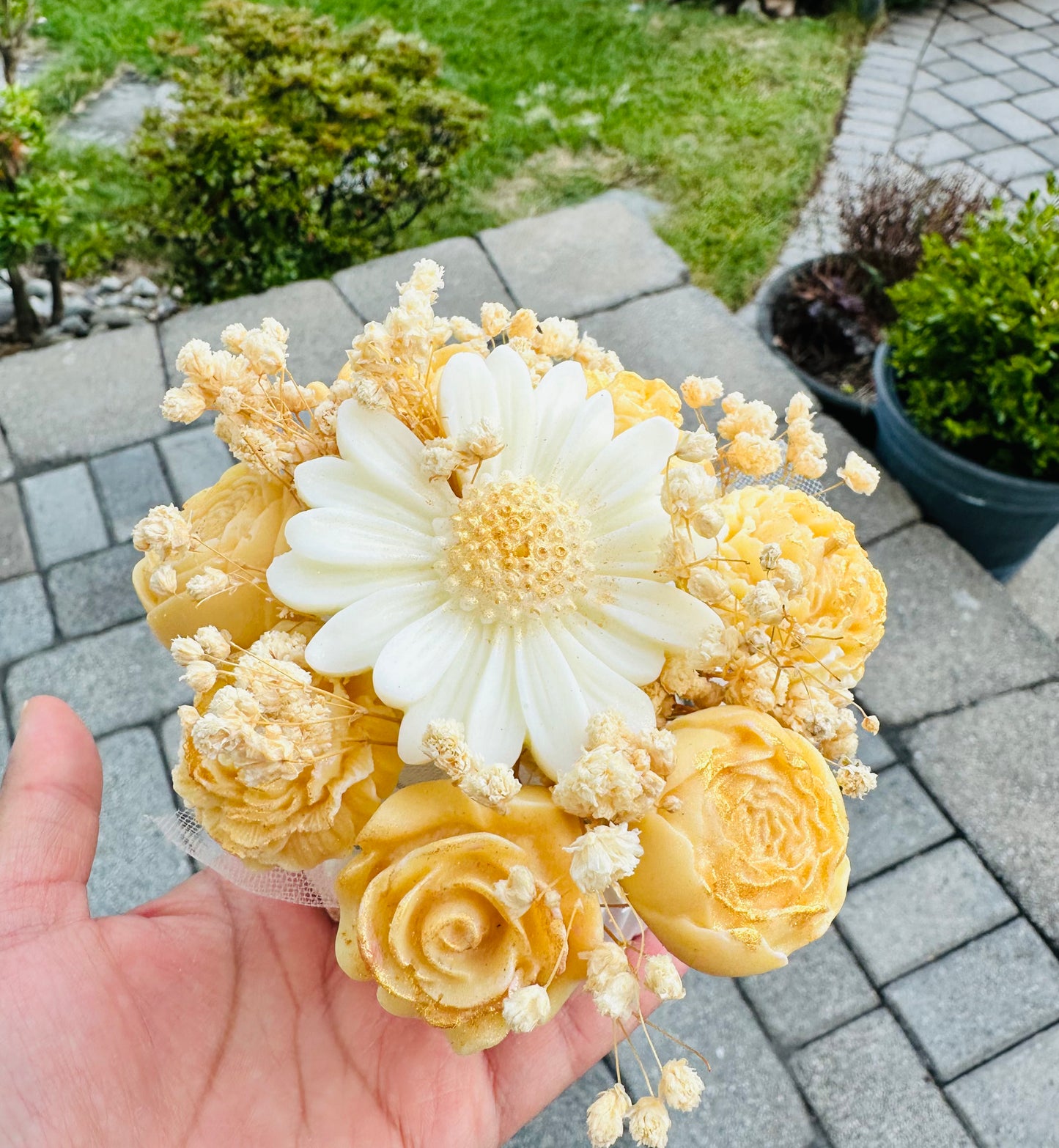 Bouquet of Scented Soy Candle Flowers – Handmade Luxury Gift in Reusable Ceramic Bowl | Valentine's Day, Birthday, or Just Because