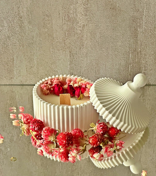 Bloom Candle in a handmade Ribbed container jar with Lid | Party Favors | Birthday Favors| Baby shower favors | Bridal shower favors