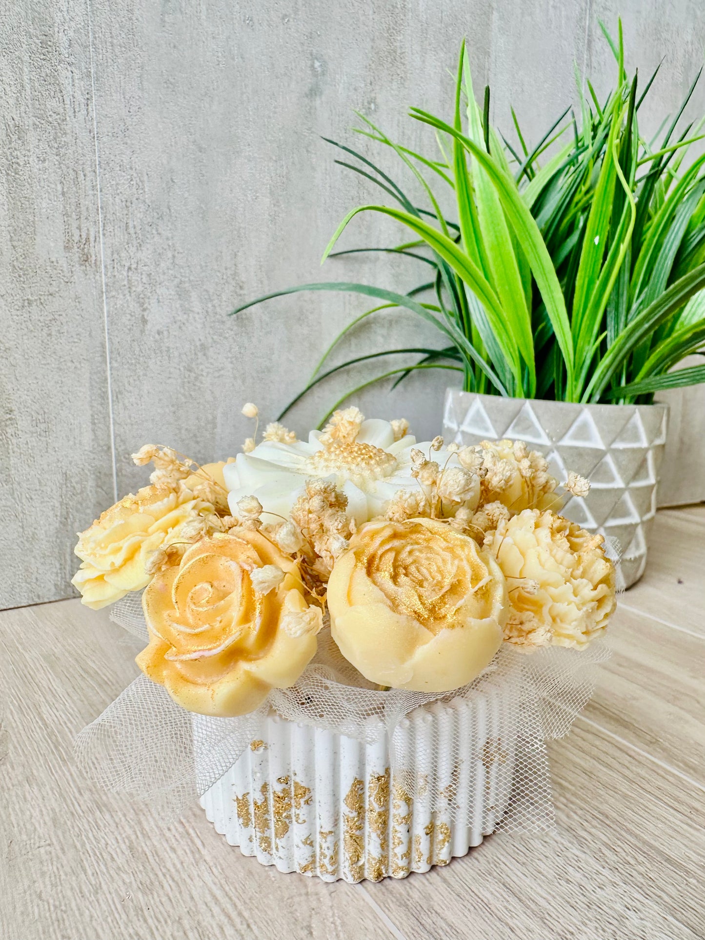 Bouquet of Scented Soy Candle Flowers – Handmade Luxury Gift in Reusable Ceramic Bowl | Valentine's Day, Birthday, or Just Because