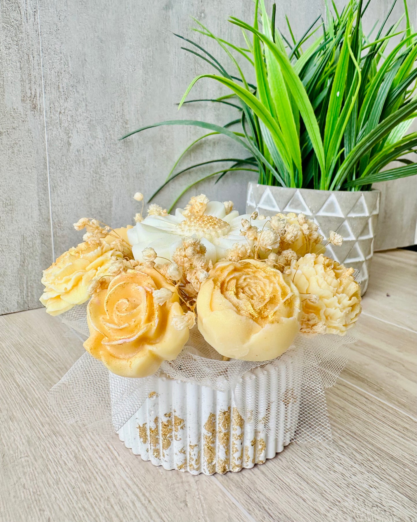 Bouquet of Scented Soy Candle Flowers – Handmade Luxury Gift in Reusable Ceramic Bowl | Valentine's Day, Birthday, or Just Because