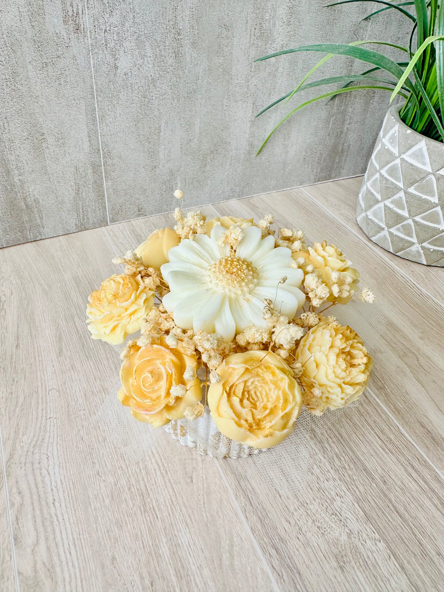 Bouquet of Scented Soy Candle Flowers – Handmade Luxury Gift in Reusable Ceramic Bowl | Valentine's Day, Birthday, or Just Because