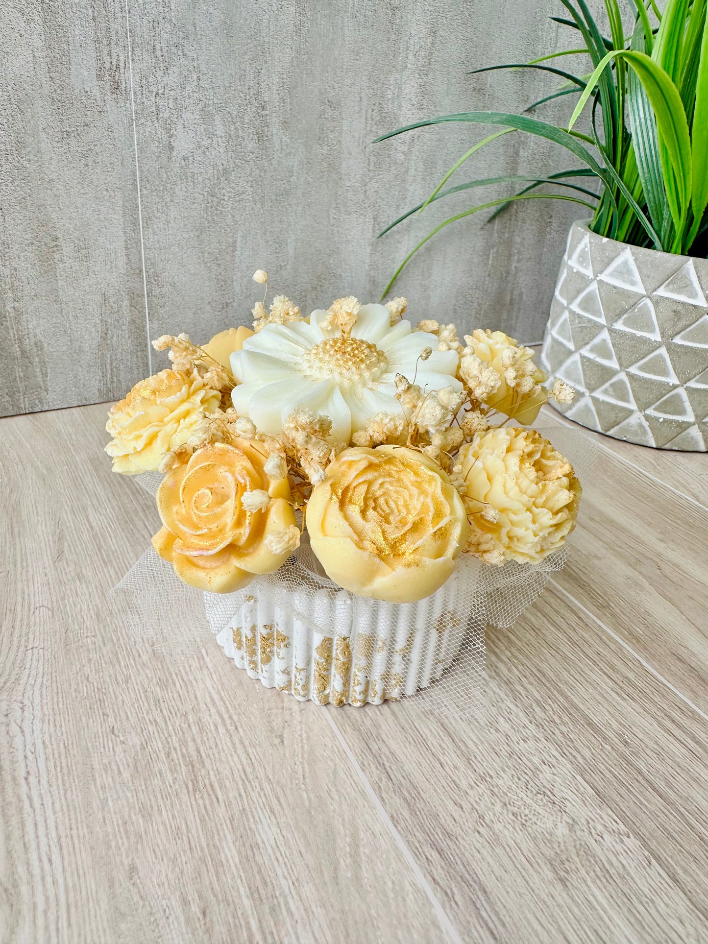 Bouquet of Scented Soy Candle Flowers – Handmade Luxury Gift in Reusable Ceramic Bowl | Valentine's Day, Birthday, or Just Because