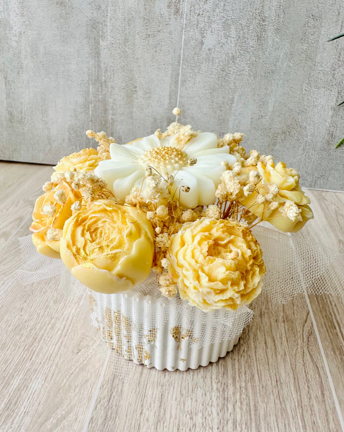 Bouquet of Scented Soy Candle Flowers – Handmade Luxury Gift in Reusable Ceramic Bowl | Valentine's Day, Birthday, or Just Because