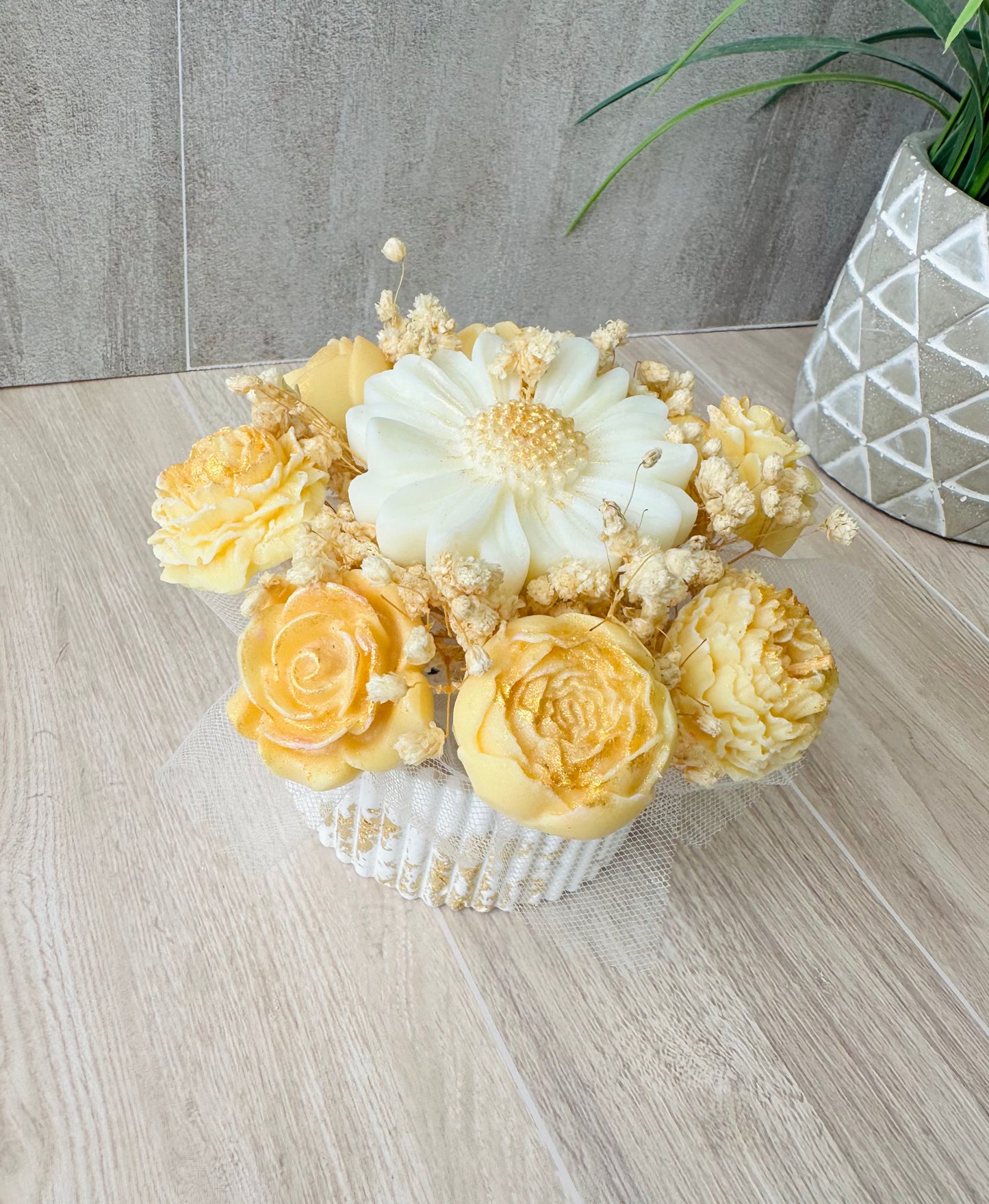 Bouquet of Scented Soy Candle Flowers – Handmade Luxury Gift in Reusable Ceramic Bowl | Valentine's Day, Birthday, or Just Because